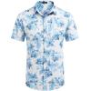 imageCOOFANDY Mens Hawaiian Shirts Short Sleeve Casual Button Down Tropical Beach ShirtWhite  Light Blue Floral
