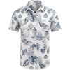 imageCOOFANDY Mens Hawaiian Shirts Short Sleeve Casual Button Down Tropical Beach ShirtWhite  Light Blue Leaf