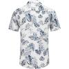 imageCOOFANDY Mens Hawaiian Shirts Short Sleeve Casual Button Down Tropical Beach ShirtWhite  Light Blue Leaf