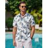 imageCOOFANDY Mens Hawaiian Shirts Short Sleeve Casual Button Down Tropical Beach ShirtWhite  Light Blue Leaf