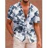 imageCOOFANDY Mens Hawaiian Shirts Short Sleeve Casual Button Down Tropical Beach ShirtWhite  Navy Blue Floral