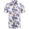 imageCOOFANDY Mens Hawaiian Shirts Short Sleeve Casual Button Down Tropical Beach ShirtWhite  Purple Leaf