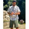 imageCOOFANDY Mens Hawaiian Shirts Short Sleeve Casual Button Down Tropical Beach ShirtWhite  Purple Leaf