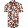 imageCOOFANDY Mens Hawaiian Shirts Short Sleeve Casual Button Down Tropical Beach ShirtWhite  Red Floral