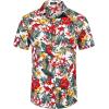imageCOOFANDY Mens Hawaiian Shirts Short Sleeve Casual Button Down Tropical Beach ShirtWhite  Red Floral