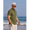 imageCOOFANDY Mens Henley Shirts Band Collar Short Sleeve TShirts Casual Summer Beach Shirt Hippie Fashion Hawaiian ShirtArmy Green