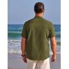 imageCOOFANDY Mens Henley Shirts Band Collar Short Sleeve TShirts Casual Summer Beach Shirt Hippie Fashion Hawaiian ShirtArmy Green