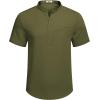 imageCOOFANDY Mens Henley Shirts Band Collar Short Sleeve TShirts Casual Summer Beach Shirt Hippie Fashion Hawaiian ShirtArmy Green