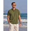 imageCOOFANDY Mens Henley Shirts Band Collar Short Sleeve TShirts Casual Summer Beach Shirt Hippie Fashion Hawaiian ShirtArmy Green
