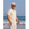 imageCOOFANDY Mens Henley Shirts Band Collar Short Sleeve TShirts Casual Summer Beach Shirt Hippie Fashion Hawaiian ShirtBeige