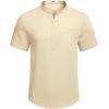 imageCOOFANDY Mens Henley Shirts Band Collar Short Sleeve TShirts Casual Summer Beach Shirt Hippie Fashion Hawaiian ShirtBeige