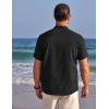 imageCOOFANDY Mens Henley Shirts Band Collar Short Sleeve TShirts Casual Summer Beach Shirt Hippie Fashion Hawaiian ShirtBlack