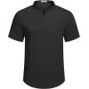 imageCOOFANDY Mens Henley Shirts Band Collar Short Sleeve TShirts Casual Summer Beach Shirt Hippie Fashion Hawaiian ShirtBlack