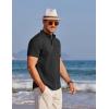 imageCOOFANDY Mens Henley Shirts Band Collar Short Sleeve TShirts Casual Summer Beach Shirt Hippie Fashion Hawaiian ShirtBlack