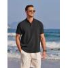 imageCOOFANDY Mens Henley Shirts Band Collar Short Sleeve TShirts Casual Summer Beach Shirt Hippie Fashion Hawaiian ShirtBlack