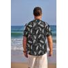 imageCOOFANDY Mens Henley Shirts Band Collar Short Sleeve TShirts Casual Summer Beach Shirt Hippie Fashion Hawaiian ShirtBlack Palm Leaves