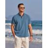 imageCOOFANDY Mens Henley Shirts Band Collar Short Sleeve TShirts Casual Summer Beach Shirt Hippie Fashion Hawaiian ShirtDark Blue