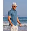 imageCOOFANDY Mens Henley Shirts Band Collar Short Sleeve TShirts Casual Summer Beach Shirt Hippie Fashion Hawaiian ShirtDark Blue