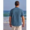 imageCOOFANDY Mens Henley Shirts Band Collar Short Sleeve TShirts Casual Summer Beach Shirt Hippie Fashion Hawaiian ShirtDark Blue