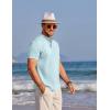 imageCOOFANDY Mens Henley Shirts Band Collar Short Sleeve TShirts Casual Summer Beach Shirt Hippie Fashion Hawaiian ShirtGreen Blue
