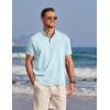 imageCOOFANDY Mens Henley Shirts Band Collar Short Sleeve TShirts Casual Summer Beach Shirt Hippie Fashion Hawaiian ShirtGreen Blue