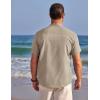 imageCOOFANDY Mens Henley Shirts Band Collar Short Sleeve TShirts Casual Summer Beach Shirt Hippie Fashion Hawaiian ShirtKhaki