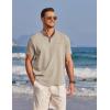 imageCOOFANDY Mens Henley Shirts Band Collar Short Sleeve TShirts Casual Summer Beach Shirt Hippie Fashion Hawaiian ShirtKhaki