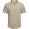 imageCOOFANDY Mens Henley Shirts Band Collar Short Sleeve TShirts Casual Summer Beach Shirt Hippie Fashion Hawaiian ShirtKhaki
