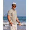 imageCOOFANDY Mens Henley Shirts Band Collar Short Sleeve TShirts Casual Summer Beach Shirt Hippie Fashion Hawaiian ShirtKhaki