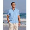 imageCOOFANDY Mens Henley Shirts Band Collar Short Sleeve TShirts Casual Summer Beach Shirt Hippie Fashion Hawaiian ShirtLight Blue