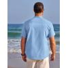imageCOOFANDY Mens Henley Shirts Band Collar Short Sleeve TShirts Casual Summer Beach Shirt Hippie Fashion Hawaiian ShirtLight Blue