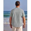 imageCOOFANDY Mens Henley Shirts Band Collar Short Sleeve TShirts Casual Summer Beach Shirt Hippie Fashion Hawaiian ShirtLight Gray