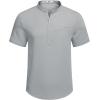 imageCOOFANDY Mens Henley Shirts Band Collar Short Sleeve TShirts Casual Summer Beach Shirt Hippie Fashion Hawaiian ShirtLight Gray