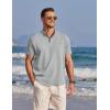imageCOOFANDY Mens Henley Shirts Band Collar Short Sleeve TShirts Casual Summer Beach Shirt Hippie Fashion Hawaiian ShirtLight Gray