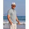 imageCOOFANDY Mens Henley Shirts Band Collar Short Sleeve TShirts Casual Summer Beach Shirt Hippie Fashion Hawaiian ShirtLight Gray