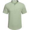 imageCOOFANDY Mens Henley Shirts Band Collar Short Sleeve TShirts Casual Summer Beach Shirt Hippie Fashion Hawaiian ShirtLight Green