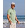 imageCOOFANDY Mens Henley Shirts Band Collar Short Sleeve TShirts Casual Summer Beach Shirt Hippie Fashion Hawaiian ShirtLight Green