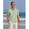 imageCOOFANDY Mens Henley Shirts Band Collar Short Sleeve TShirts Casual Summer Beach Shirt Hippie Fashion Hawaiian ShirtLight Green