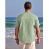 imageCOOFANDY Mens Henley Shirts Band Collar Short Sleeve TShirts Casual Summer Beach Shirt Hippie Fashion Hawaiian ShirtLight Green