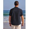 imageCOOFANDY Mens Henley Shirts Band Collar Short Sleeve TShirts Casual Summer Beach Shirt Hippie Fashion Hawaiian ShirtNavy Blue