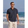 imageCOOFANDY Mens Henley Shirts Band Collar Short Sleeve TShirts Casual Summer Beach Shirt Hippie Fashion Hawaiian ShirtNavy Blue
