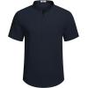 imageCOOFANDY Mens Henley Shirts Band Collar Short Sleeve TShirts Casual Summer Beach Shirt Hippie Fashion Hawaiian ShirtNavy Blue