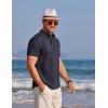 imageCOOFANDY Mens Henley Shirts Band Collar Short Sleeve TShirts Casual Summer Beach Shirt Hippie Fashion Hawaiian ShirtNavy Blue