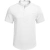 imageCOOFANDY Mens Henley Shirts Band Collar Short Sleeve TShirts Casual Summer Beach Shirt Hippie Fashion Hawaiian ShirtWhite