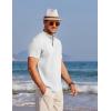 imageCOOFANDY Mens Henley Shirts Band Collar Short Sleeve TShirts Casual Summer Beach Shirt Hippie Fashion Hawaiian ShirtWhite
