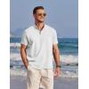 imageCOOFANDY Mens Henley Shirts Band Collar Short Sleeve TShirts Casual Summer Beach Shirt Hippie Fashion Hawaiian ShirtWhite
