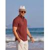 imageCOOFANDY Mens Henley Shirts Band Collar Short Sleeve TShirts Casual Summer Beach Shirt Hippie Fashion Hawaiian ShirtWine Red