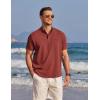 imageCOOFANDY Mens Henley Shirts Band Collar Short Sleeve TShirts Casual Summer Beach Shirt Hippie Fashion Hawaiian ShirtWine Red