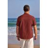 imageCOOFANDY Mens Henley Shirts Band Collar Short Sleeve TShirts Casual Summer Beach Shirt Hippie Fashion Hawaiian ShirtWine Red