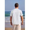 imageCOOFANDY Mens Henley Shirts Band Collar Short Sleeve TShirts Casual Summer Beach Shirt Hippie Fashion Hawaiian ShirtZstripes  White